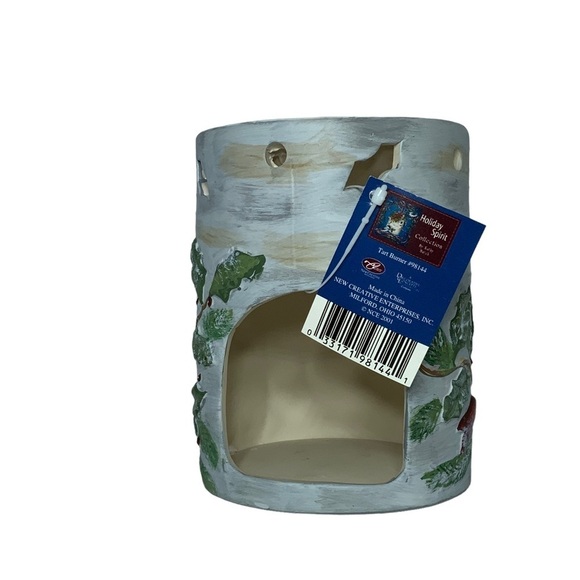 Vintage Wax Warmer Birds Kathy Hatch Tea light Hand painted Holiday White Red - Picture 11 of 15